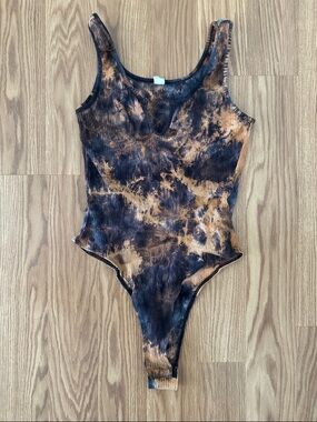 Black Acid Wash Women’s Bodysuit Tank
